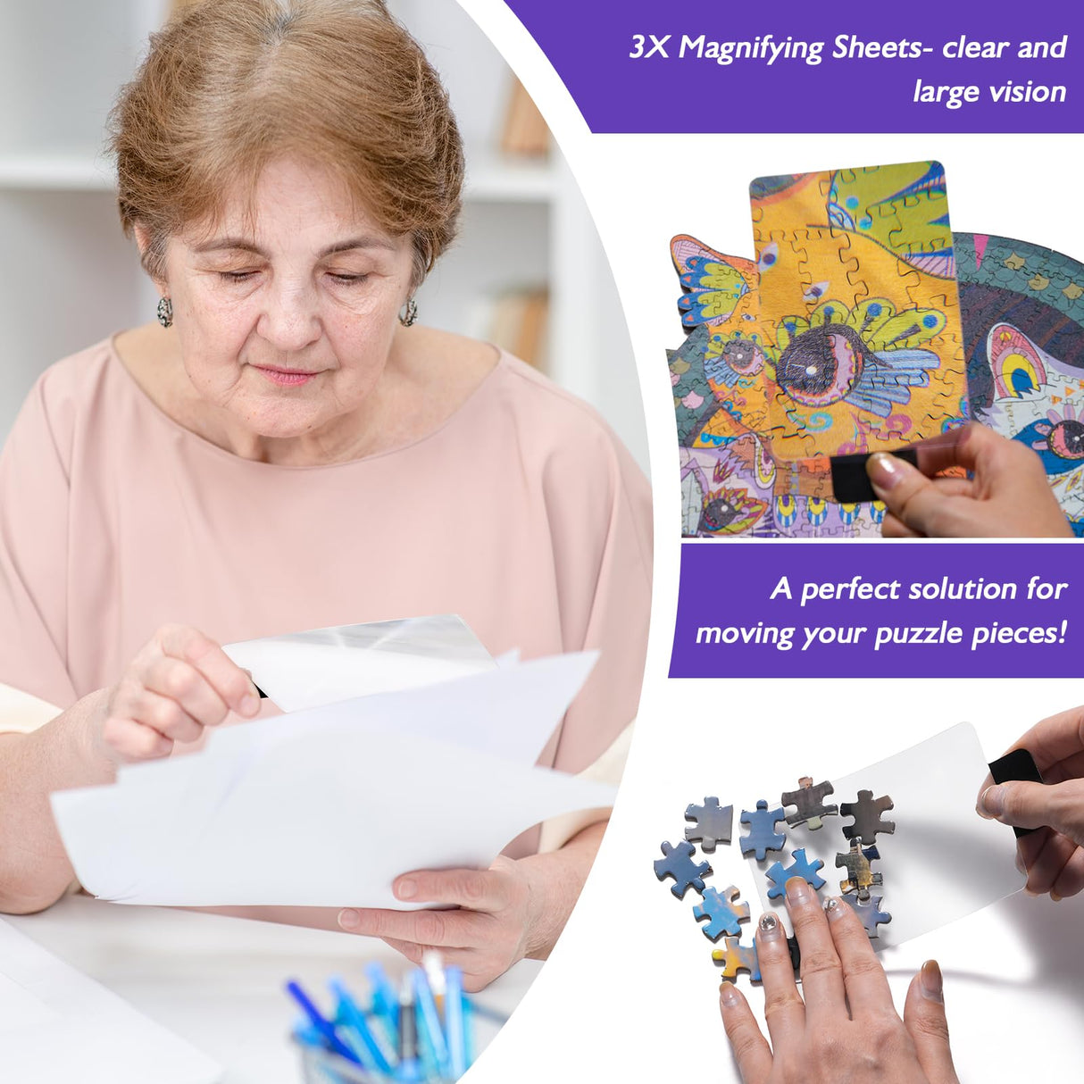 Sunix 1500 Pieces Jigsaw Puzzle Board, Foldable Puzzle Mat with Non-Slip Surface & 4 Sorting Trays, 39" x 26" Large Portable Puzzle Board Puzzle Pad, Felt Puzzle Table Top for Adults and Kids Sunix