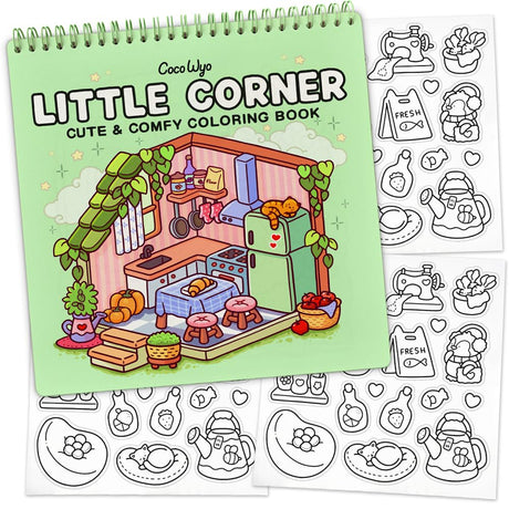 Coco Wyo Coloring Book (Spiral Bound) & Sticker Set for Adults & Teens (Little Corner) Coco Wyo