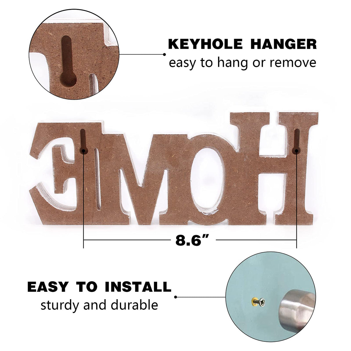 Wood Home Sign, Decorative Art Wall Mount, Free Standing Wooden Word Table Signs for Home Decor (Home) Soddeph
