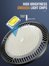 ELEKICO Super Bright 250w UFO LED High Bay Light 35000lm with Plug 5ft Cable (Eqv.1000w Mh/Hps/Hid),5000k High Bay Led Shop Lights Garage Lighting for Garage Factory Workshop Warehouse Barn -6pack ELEKICO