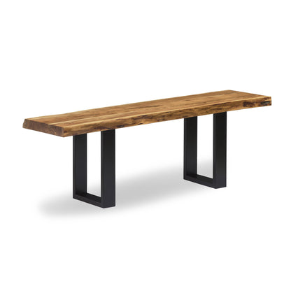 Alaterre Furniture Alpine Live Edge Solid Wood 48 inch Bench with Metal Legs, Natural - WoodArtSupply