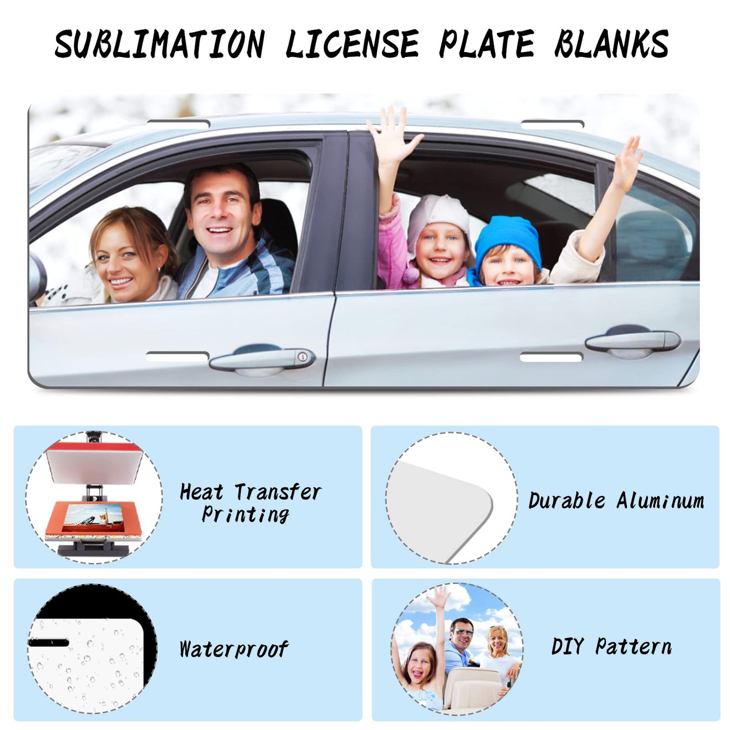 Deekypol 10 Pack Sublimation License Plate Blanks, 0.65mm Sublimation Blank License Plate - Heat Thermal Transfer DIY Metal License Plates Blank for Personalized Design (White)