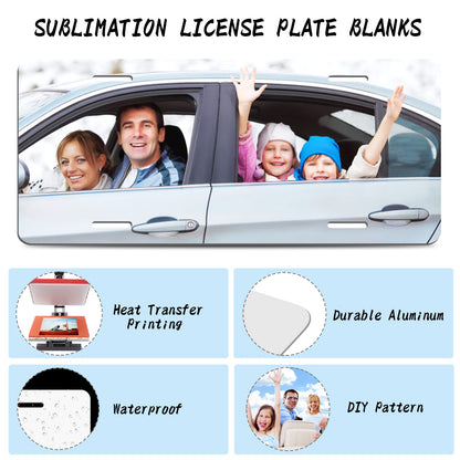 Deekypol 4 Pack Sublimation License Plate Blanks, 0.65mm Sublimation Blank License Plate - Heat Thermal Transfer DIY Metal License Plates Blank for Personalized Design (White)