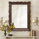 Besdomus Rustic Wooden Framed Mirror: 32" x 24" Dark Brown Wood Bathroom Mirrors for Wall - Vertical or Horizontal Hanging for Bathroom/Vanity/Entryway - Ideal for Farmhouse Style Lovers Besdomus