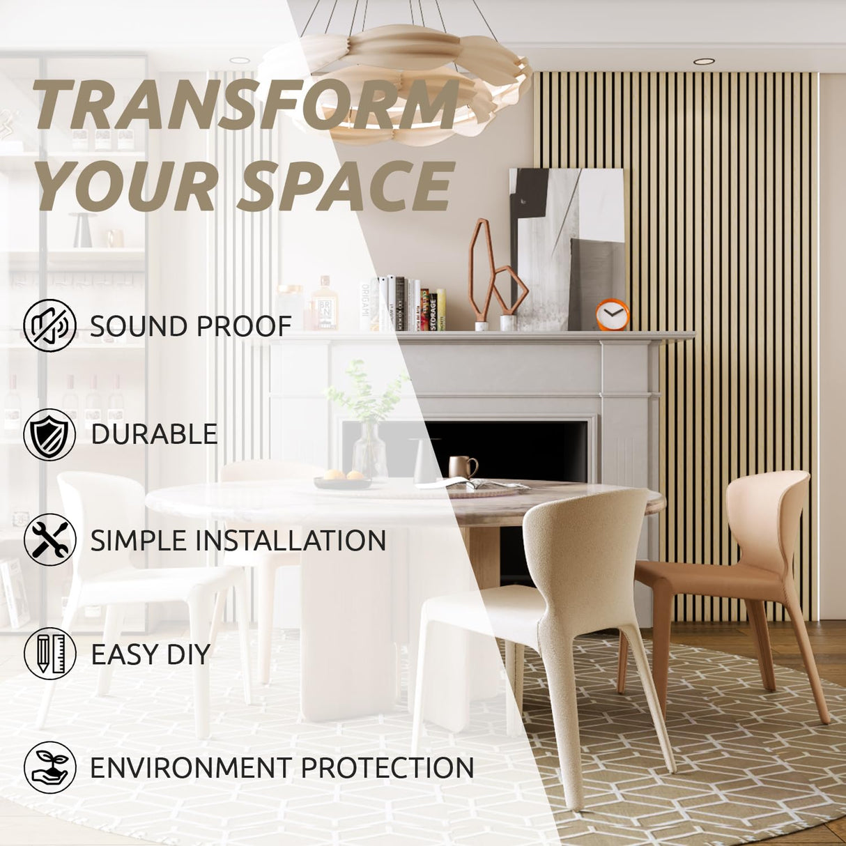 Wood Panels for Wall, 3D Soundproof Slat Wall Paneling, 2 Pack 94.5" x 12.6" Wall Panels for Interior Wall Décor, Living Room, Bedroom (Oak) Carlo Schdoo