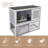 COZIVVOVV Wooden Rabbit Hutch Indoor Outdoor for Multiple Rabbits, Bunny Run Cage, 2-Tier Chicken Coop, Small Animal Pens Hutches Cat Kitten Enclosure COZIVVOVV