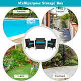 Goplus 4-Piece Rattan Patio Set, Outdoor/Indoor Wicker Conversation Set for Pool, Backyard, Lawn, Wicker Chairs and Sofa with Soft Cushion, Rattan Furniture with Tempered Glass Coffee Table Goplus