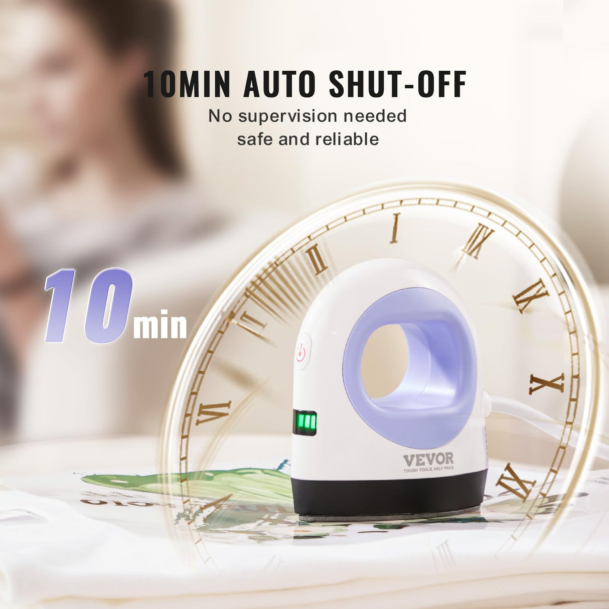 VEVOR Mini Heat Press - Small Heat Press Machine - 3 Heat Settings and Auto-Off - Portable Heat Transfer Machine - Sublimation Machine for T-Shirts/Hats/Coasters/Bags (White Blue) VEVOR