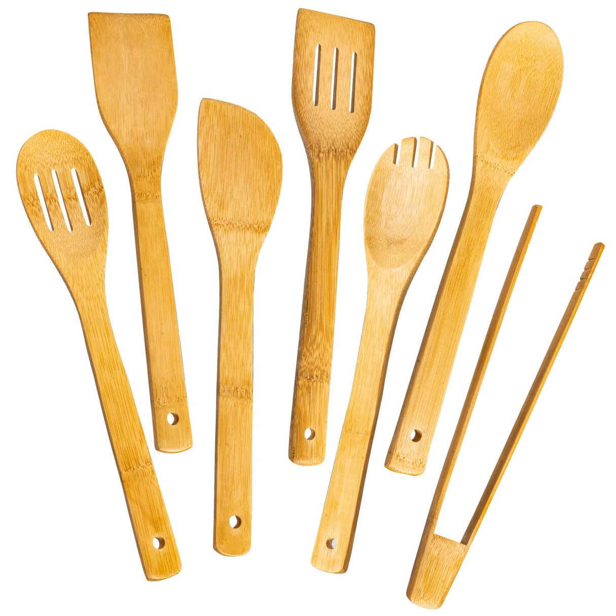 Wooden Spoons for Cooking 7-Piece, Kitchen Nonstick Bamboo Cooking Utensils Set, Durable and Healthy Bamboo Wooden Spatula Spoon for Cooking, Eisinly Eisinly
