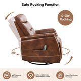 choairy Massage Rocker Recliner Chair, Oversized Manual Glider Rocking Recliners, Reclining Chair with Massage and Heat, Faux Leather Nursery Recliner for Living Room, Dark Brown choairy