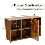 Tangkula Wood File Cabinet with Wheels, Mobile Storage Cabinet with 6 Compartments, Open Storage Shelf, Large Lateral Filing Cabinet, Storage Unit Bookcase for Home, Office (Rustic Brown) Tangkula