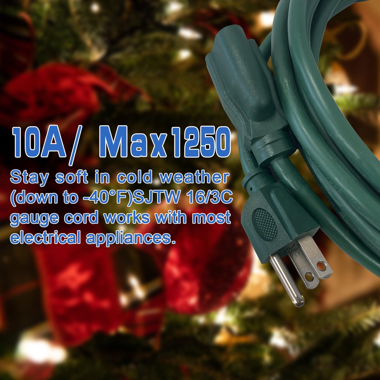 EP 75 Ft Outdoor Extension Cord - 16/3 SJTW Green Electrical Cable with 3 Prong Grounded Plug EP