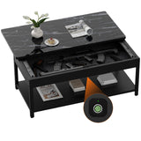 Gun Safe with Biometric Lock, Biometric Fingerprint Gun Safe for Rifles and Pistols, Hidden Gun Storage for Jewelry Money Rifles Pistols and Ammo, Use as Coffe Table (Black Marble Wood) Xyvaly