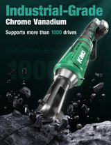 KIMO 20V Cordless Ratchet Wrench 3/8 Set, 89 Ft-lbs 400 RPM Electric Ratchet Wrench, 2x2.0Ah Li-Ion Battery, Fast Charger, Electric Wrench Set w/ 7 Sockets, 3/8" to 1/4" Adapter, 3-Inch Extension Bar K I M O.