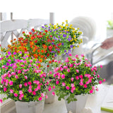 Grunyia 10 Bundles Artificial Fake Flowers, Faux Outdoor Plastic Plants UV Resistant Shrubs Outside Indoor Decorations (Pink-Eucalyptus) Grunyia