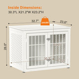 rehomerance Heavy Duty Dog Crate Furniture for Small and Medium Dogs, Indestructible Metal Kennel for High Anxiety Dogs, Chew Proof Pet Cage Indoor, Decorative Dog Kennel End Table, White rehomerance