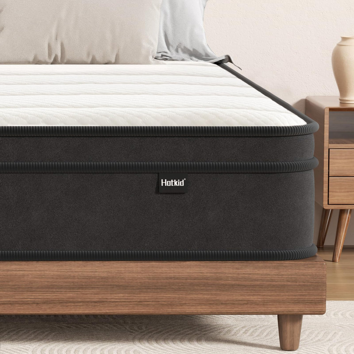 Hotkid,Queen Mattress,10 Inch High Density Foam Hybrid Mattresses in a Box with Individual Pocket Spring,Queen Size mattresses,Breathable Supportive and Pressure Relief,Guest and Kids Bedroom (Queen) Hotkid