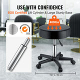 VEVOR Rolling Stools with Wheels, 400 LBS Weight Capacity Adjustable Height Stool with Ultra-Thick Seat Cushion, Swivel Stools Chair for Salon, Bar, Home, Office, Tatoo, Medical, Massage, Black VEVOR