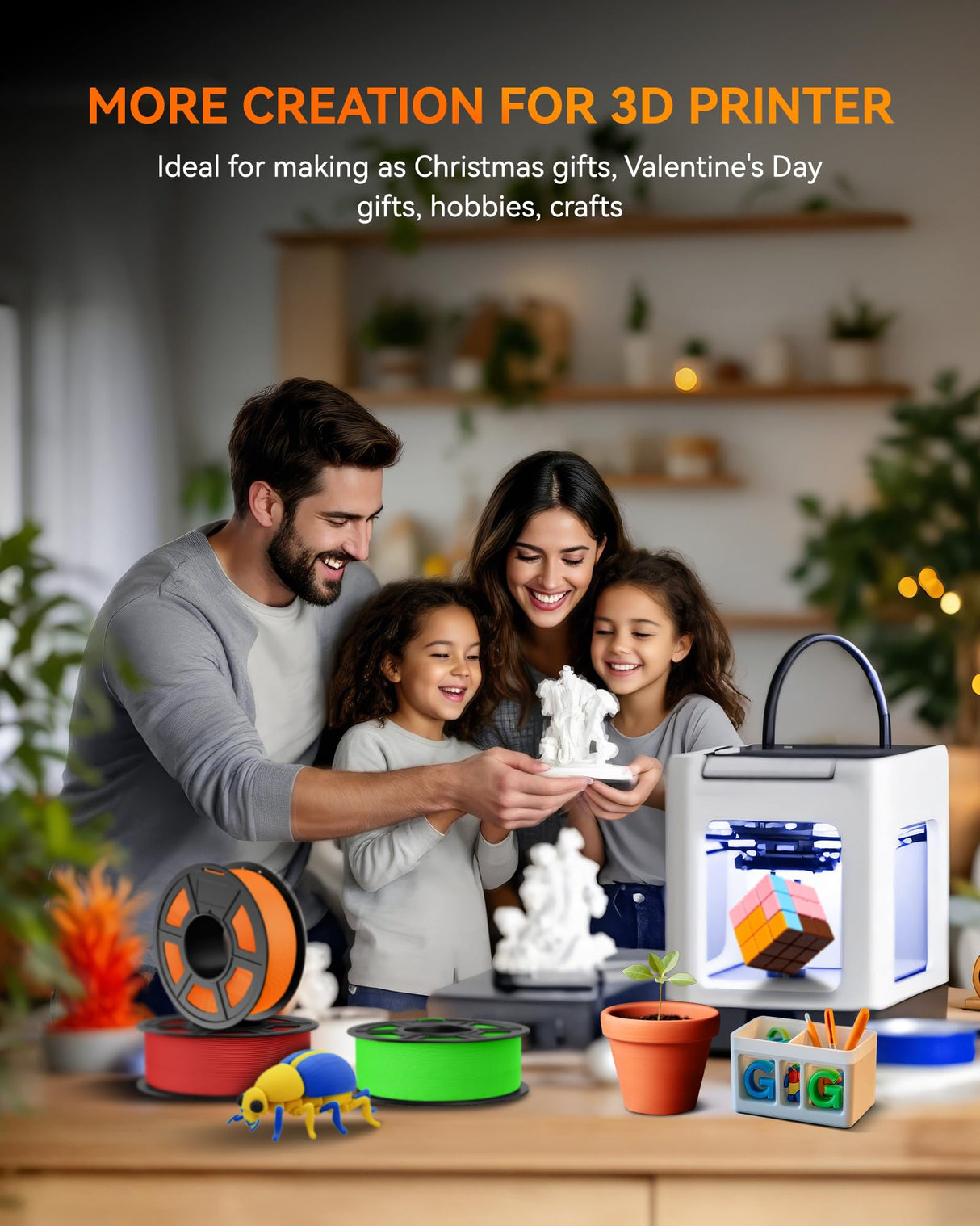 TECBEARS Rapid PETG Filament Bundle，High Speed 3D Printer Filament, High Toughness Matte PETG, 250g Each Spool, 8 Pack, Black+White+Gray+Red+Orange+Green+Blue+Pink TECBEARS