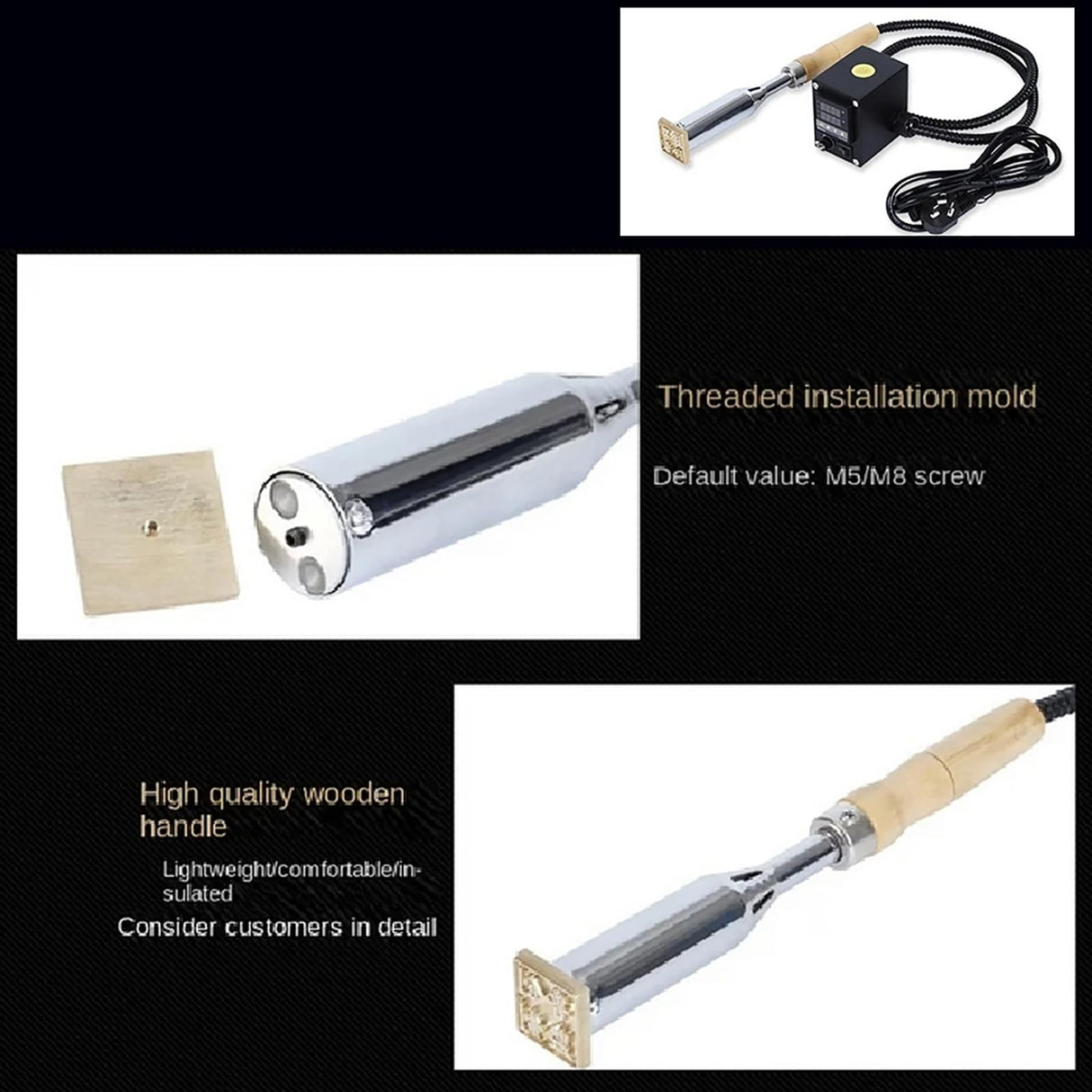 TOPWOOZU Custom Electric Branding Iron with Adjustable Temperature for Wood, Leather, and Paper TOPWOOZU
