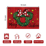 Seliem Merry Christmas Wreath Placemats Set of 4, Xmas Polka Dot Bow Holly Berry Red Dining Table Place Mats, Winter Star Holiday Kitchen Decor Party Home Decoration 12 x 18 Inch Seliem