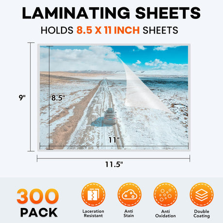 300 Pack Laminating Sheets, 3 Mil, 9 x 11.5 Inches Thermal Laminating Pouches Lamination Sheet Paper for Laminator, Clear, Letter Size, Office and School Supplies FURWEY