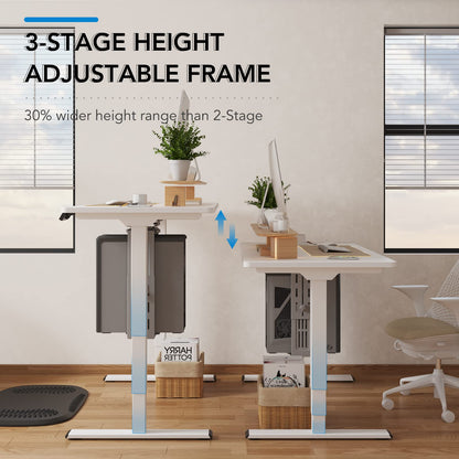 FLEXISPOT Pro 3 Stages Dual Motor Electric Standing Desk 60x24 Inches Whole-Piece Desk Board Height Adjustable Desk Electric Stand Up Desk Sit Stand