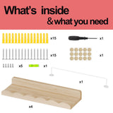 Fixwal Nursery Book Shelves, 16.5 Inch Floating Bookshelves for Wall Set of 4, Scalloped Wall Book Shelves with Towel Rack for Kids, Toddler Room, Baby Room, Nursery Decor and Storage(Natural Wood) Fixwal