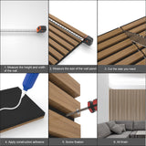 Yuzzy Wood Panels for Wall - 9 Feet Dark Walnut Wood Slat Acoustic Panels 4 PCS - Modern Sound Absorbing Wall Panels for Interior Wall Decor for Home, Office, Studio Yuzzy