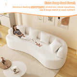 ONEMMLION Curved Sofa Sectional Couch for Living Room, 114" Modern Oversized Boneless Cloud Couch, Comfy Luxury Plush Chenille 4 Seater Memory Foam Sofa Deep Seat Couches, Cream White ONEMMLION
