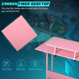 L Shaped Gaming Desk Computer Corner Desk PC Gaming Desk Table with Large Monitor Riser Stand for Home Office Sturdy Writing Workstation,Pink Dopinmin