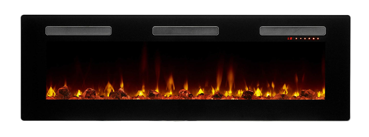 Dimplex Sierra Electric Fireplace Heater, 60" Inch, Black, 1400W - Wall Mounted Linear Fireplace with Realistic Flames, Adjustable Ember Bed, Remote Control - Thin Fireplace for Living Room, Bedroom