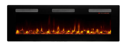 Dimplex Sierra Electric Fireplace Heater, 60" Inch, Black, 1400W - Wall Mounted Linear Fireplace with Realistic Flames, Adjustable Ember Bed, Remote Control - Thin Fireplace for Living Room, Bedroom