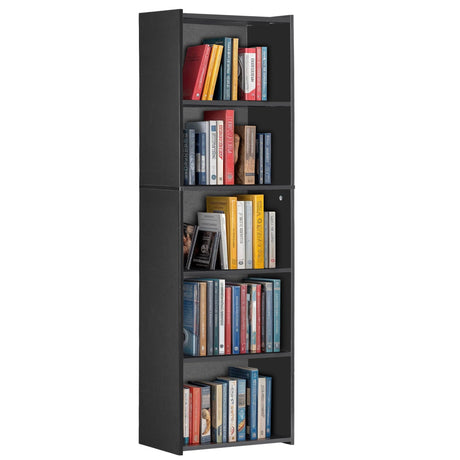 ZENY 5-Tier Shelf Bookcase, Freestanding Wood Storage Display Open Bookshelf for Home Office (Black) ZENY