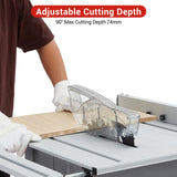 GarveeTech Table Saw, 10 Inch 15A Multifunctional Saw With Stand & Push Stick, 90° Cross Cut & 0-45° Bevel Cut, 5000RPM, Adjustable Blade Height for Woodworking, Grey GarveeTech