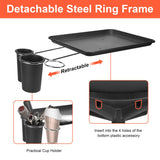 Salon Tray Cart, Metal Tattoo Tray with Tool Holder, Service Rolling Tray Adjustable Height, Storage Tray Trolley for Salon Spa Dental Use, Rolling Tray Cart LWADALN