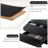 HOMMPA Set of 2 LED Nightstands Black Nightstand with Led Lights Modern Night Stand with 2 High Gloss Drawers Led Bedside Table Smart Nightstand for Bedroom 20.5” Tall HOMMPA