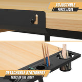 BRIGHTORIA Adjustable Drafting Table & Stool Set, Art Desk with Additional Slide-Out Table Design, Versatile Drawing Table with Storage, for Art, Drafting and Creative Tasks, Natural BRIGHTORIA
