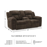 Signature Design by Ashley Frohn Modern Manual Double Reclining Loveseat with Console, Storage and Cup Holders, Dark Brown Signature Design by Ashley