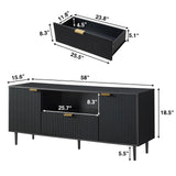 Okvnbjk Black TV Stand for 65 Inch TV, TV Consoles for Living Room, TV Stand for Bedroom w/Drawer and Storage, Wood Fluted Panel Media Console, Entertainment Center w/Soft Hinge & Cable Management Okvnbjk