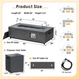 RADIATA 42” Rectangle Propane/Natural Gas Firepit for Outside Patio, Heavy Duty Modern Lowprofile Fire Pit Table with Tank Table & LED Lights, 50000BTU Backyard Fireplace for Porch Deck, Dark Gray RADIATA