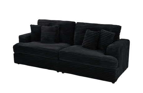 Ball & Cast 79.3" Corduroy Upholstered Comfy Sofa,3 Seater Couch with Deep Seat,Mordern Loveseat with 4 Pillows for Livingroom, Apartment, Office, Black Ball & Cast