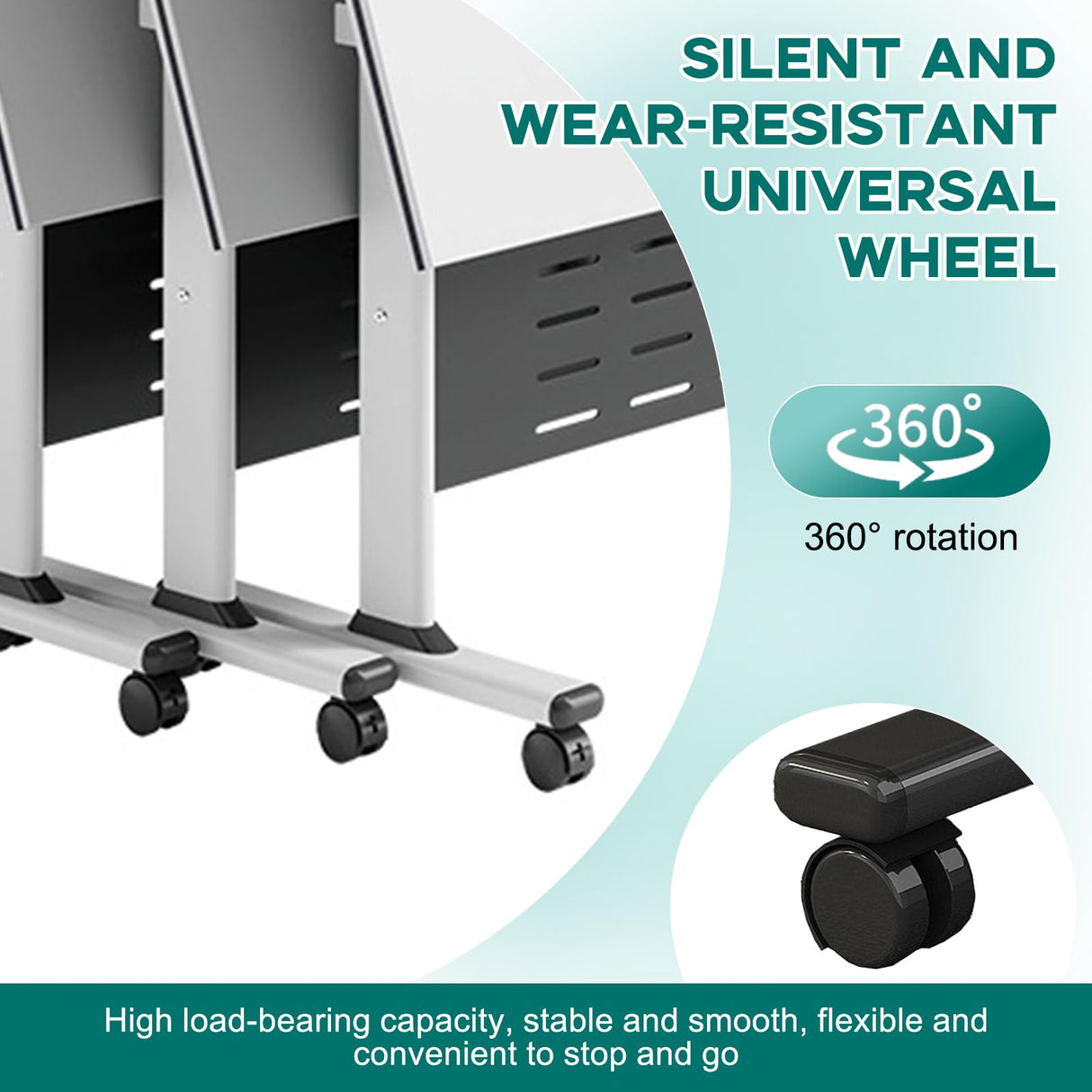 Folding Conference Table, Foldable Conference Rooms Training Rooms Flip Top Mobile Training Table, With Caster Wheels Long Seminar Table for Meeting Room, Rectangular Modular Conference Room Table AKFJOSGE