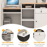 Reception Desk with Counter, L 35.4-74.8'' , Modern Front Desk Reception Counter, Solid wood ecological board, large storage space,with Storage Drawers, front office desk for Salon, Office, Lobby EQWZUPD