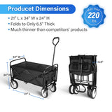 YSSOA Rolling Folding & Rolling Collapsible Garden Cart, Outdoor Camping Wagon Utility with 360 Degree Swivel Wheels & Adjustable Handle, Black 220lbs Weight Capacity YSSOA