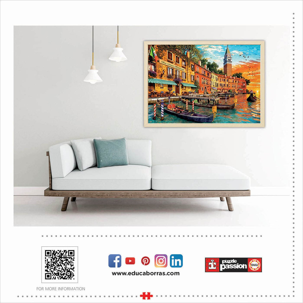 Educa - San Marco Sunset - 6000 Piece Jigsaw Puzzle - Puzzle Glue Included - Completed Image Measures 61.5" x 42.25" - Ages 14+ (19286) Educa