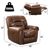ANJ Electric Power Recliner Set of 2, Breathable Bonded Leather Reclining Chair Classic Home Theater Recliners Seating W/USB Port, Electric Recliner Chairs for Living Room (Nut Brown) ANJ
