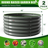 A ANLEOLIFE 2-Pack 4ft x 18” Tall Galvanized Raised Garden Beds Outdoor, Round Metal Planter Box for Planting Vegetables Flowers Herb, Anti-Rust & Easy-Setup, Quartz Grey A ANLEOLIFE