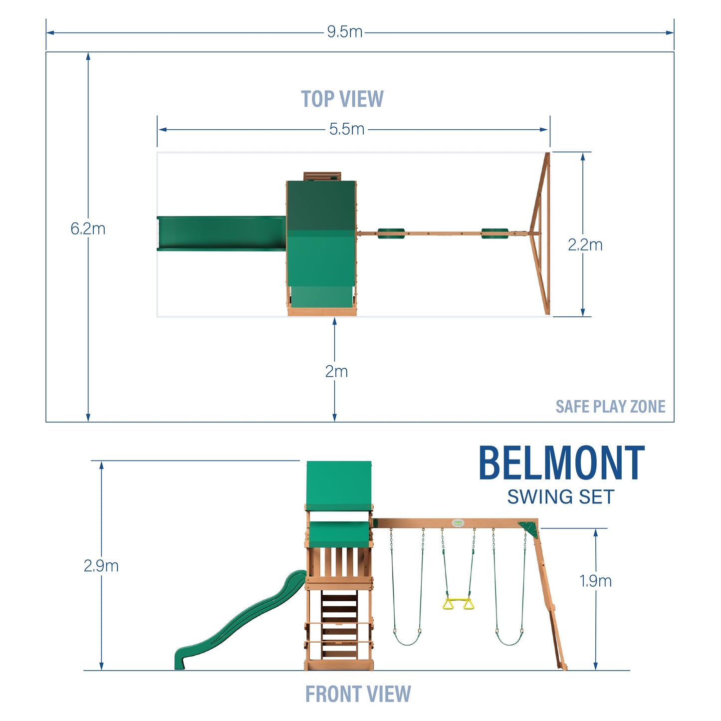 Backyard Discovery Belmont All Cedar Wood Playset Swing Set Green - WoodArtSupply