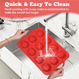 Foepoge 2 Pack Silicone Muffin Pan with Metal Frame, Non-stick Regular Silicone Cupcake Pan with Handles 12 Cup, Silicon Muffin Tin Tray for baking, egg bites, Cupcake Mold, BPA Free Red Foepoge
